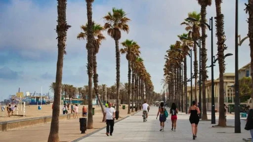 Bild på strandpromenaden i Valencia, läs vår guide till de bästa stränderna i Valencia